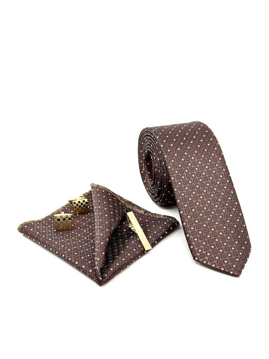 Legend Accessories Set de Cravată pentru Bărbați Tipărit în Culorea Maro