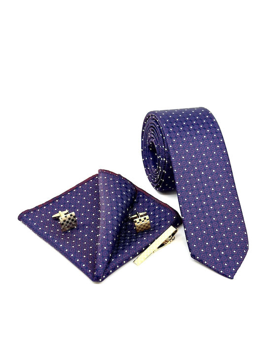 Legend Accessories Σετ Ανδρικής Γραβάτας με Σχέδια σε Μπλε Χρώμα