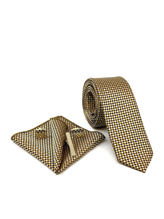 Legend Accessories Set de Cravată pentru Bărbați Tipărit în Culorea Auriu