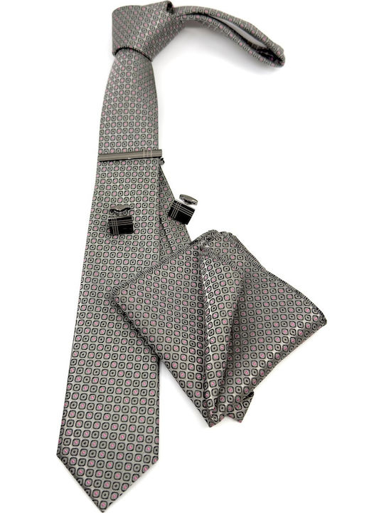 Legend Accessories Herren Krawatten Set Gedruckt in Gray Farbe