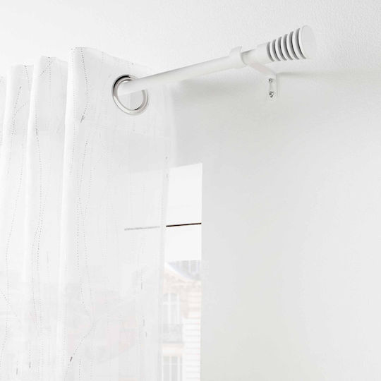 Douceur d'Intérieur Extendable Metallic Curtain Pole Sablis Single Φ19mm 210-210cm White Douceur d'Intérieur Extendable Metallic Curtain Pole Sablis Single Φ19mm 210-210cm White