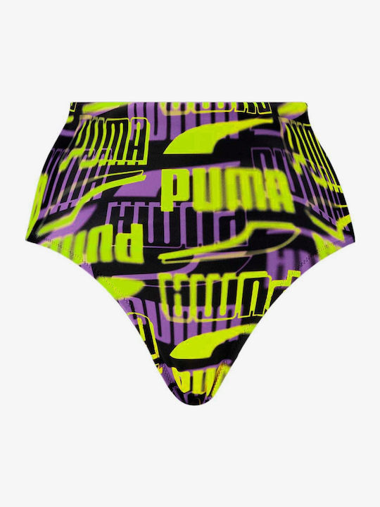 Puma Swim Women Printed High Waist Brief 1p - Black 938345-01 - Black Combo