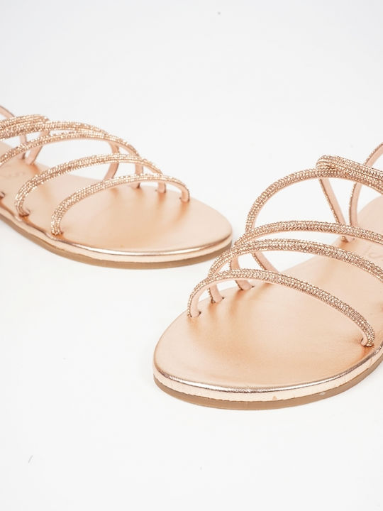 WIRED SANDALS WITH STRASS - Copper 12313