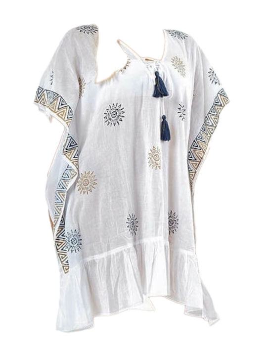 Verde Feminin Caftan de Plajă Alb