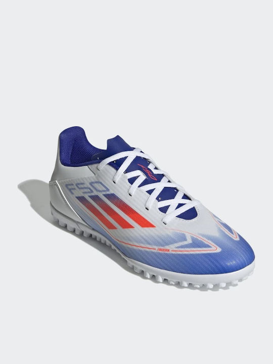 adidas F50 Club Football Shoes with Molded Cleats Cloud White / Solar Red / Lucid Blue