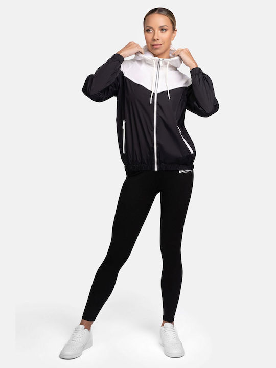 Skerray Women's Sweatshirt Jacket Hooded Black/white