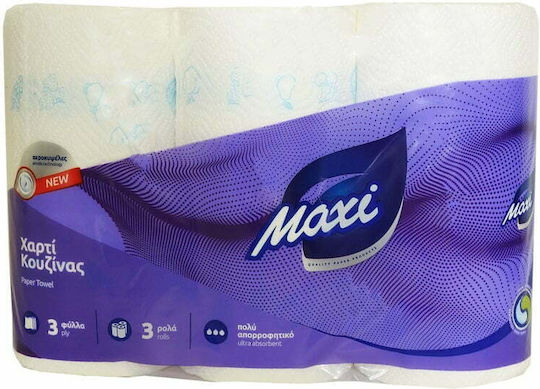 Maxi Triple Ultra Absorbent Χαρτί Κουζίνας 3 Ρολά 3 Φύλλων (244gr/Ρολό)