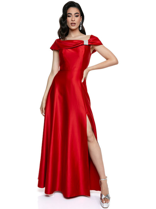 RichgirlBoudoir Maxi Φόρεμα για Γάμο / Βάπτιση Σατέν Κόκκινο