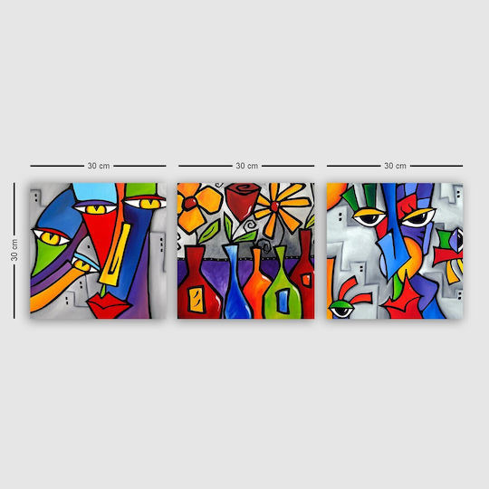 24Mall Threefold Painting on Canvas 30x30cm
