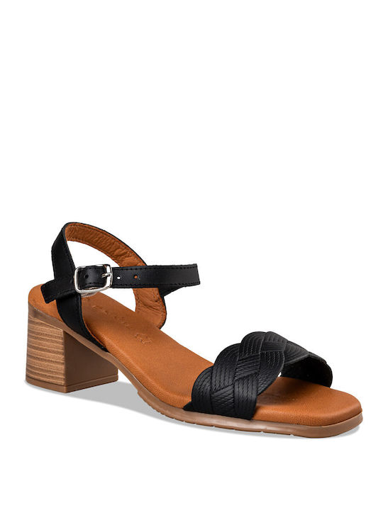 Envie Shoes Leder Damen Sandalen in Schwarz Farbe