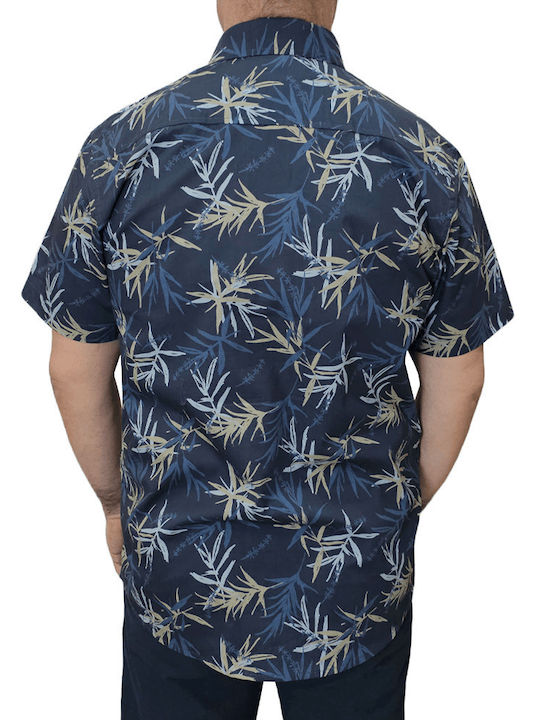 Cu mânecă scurtă Bumbac Cămașă Floral Navy