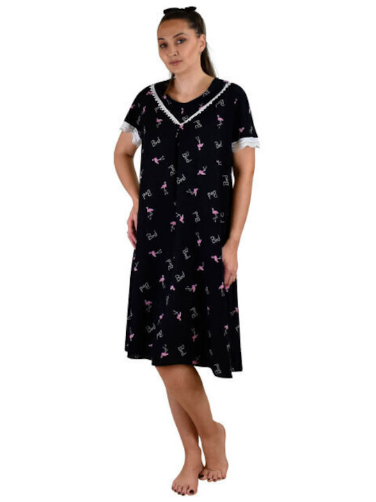 Summer Women's Nightdress Black Elena Fashion