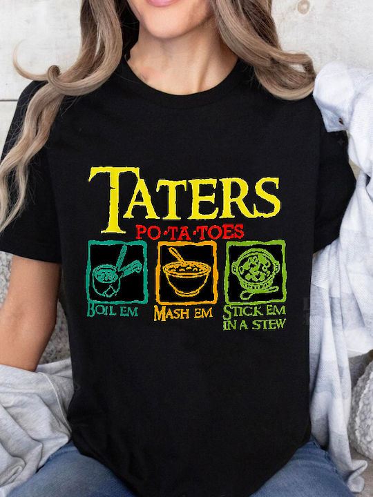 Fruit of the Loom Lord Of The Rings Taters Potatoes Μπλούζα Μαύρη Βαμβακερή