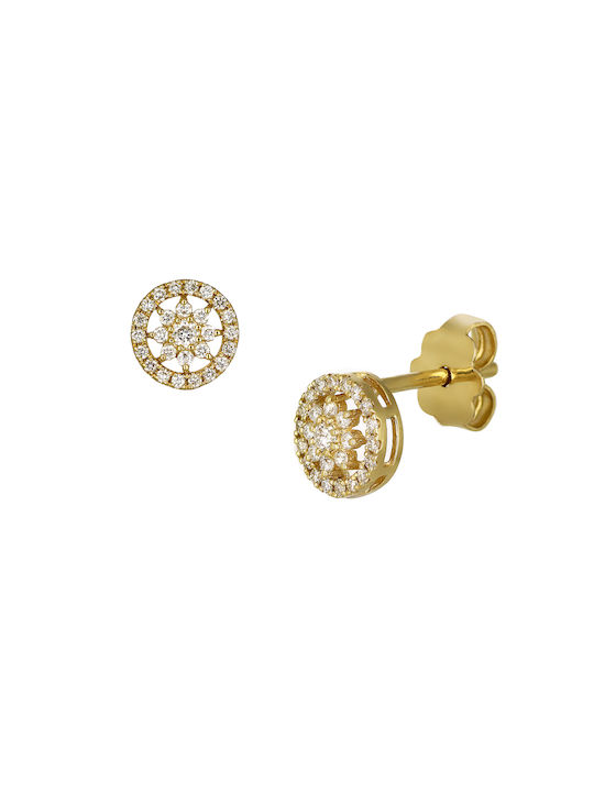 Earrings Rosette Studs 18K Gold Diamonds P-68285 Yellow Gold K18