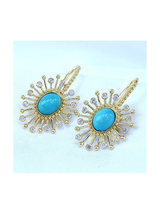 Turquoise & Diamond Earrings 18K Gold P-70315 Yellow Gold K18