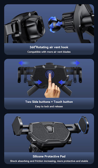 Usams Car Mobile Mount with Anti-Slip Surface Black