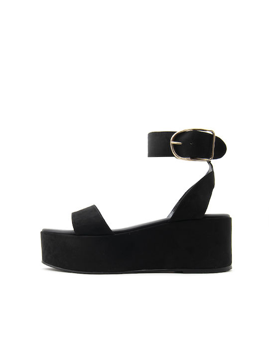 I Athens Leather Women's Flat Sandals in Black Color