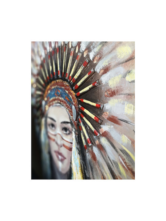 InTheBox Indian Girl Handmade Πίνακας σε Καμβά 90x90cm