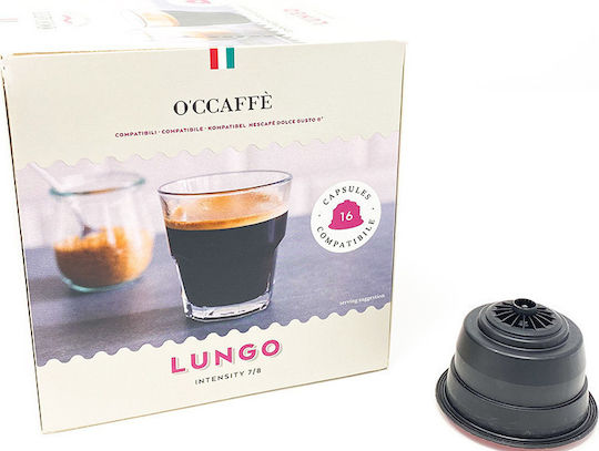 O'Ccaffè Kapseln Espresso Lungo Kompatibel mit Maschine Dolce Gusto 16Mützen