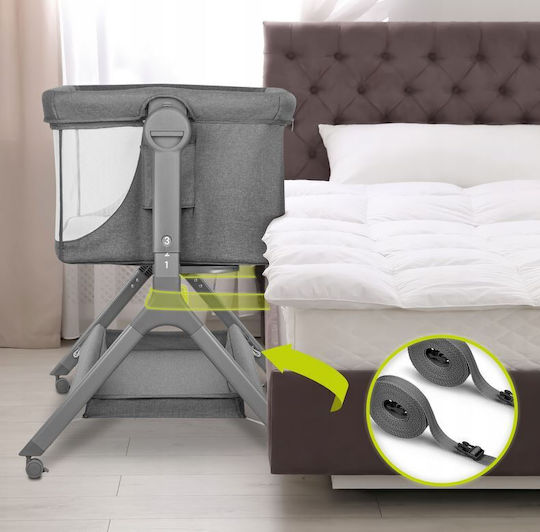 Lionelo Λίκνο Leonie Plus με Στρώμα, Πλαϊνό Άνοιγμα και Ρόδες Beige Sand