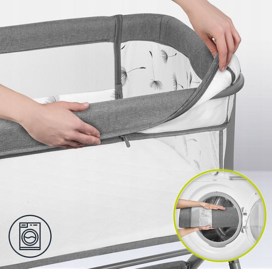 Lionelo Λίκνο Leonie Plus με Στρώμα, Πλαϊνό Άνοιγμα και Ρόδες Beige Sand