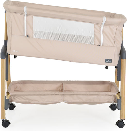 Cangaroo Cradle Adoro with Mattress, Side Opening, and Wheels Khaki