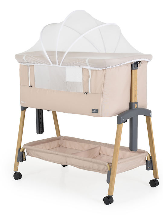 Cangaroo Cradle Adoro with Mattress, Side Opening, and Wheels Khaki