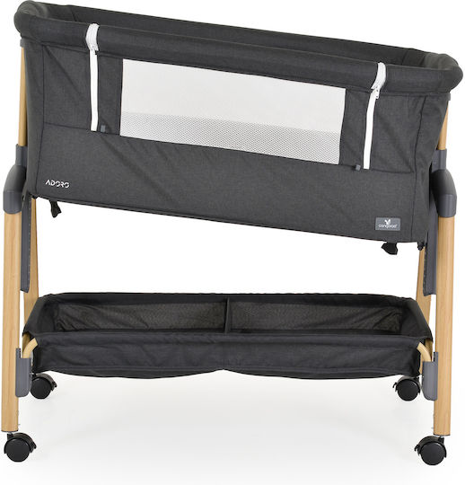 Cangaroo Cradle Adoro with Mattress, Side Opening, and Wheels Black
