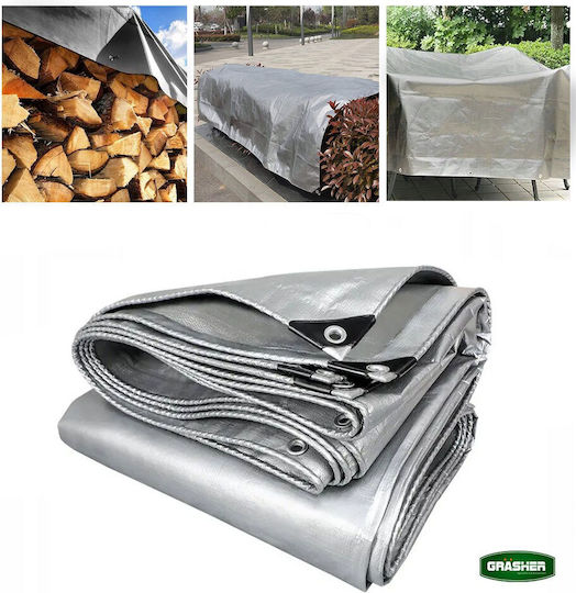 Grasher Αδιάβροχος Μουσαμάς 250gr/m² 12x6μ. Βαρέως Τύπου Γκρι
