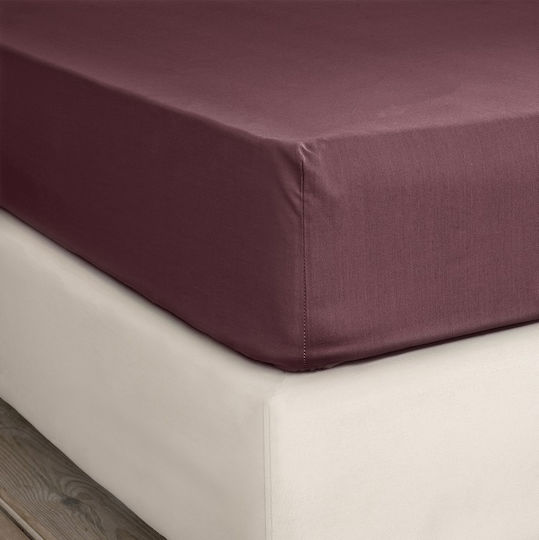 Nima Cearșaf Super dublu cu Elastic 165x205+35cm. Unicolors Deep Bordeaux