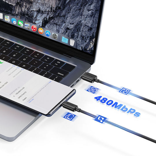Usams US-SJ688 USB 2.0 Kabel USB Typ-C männlich - USB-A 15W Schwarzes 1m SJ688USB01