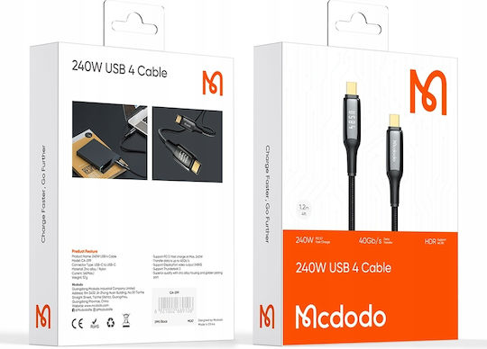 Mcdodo USB 2.0 Cable USB-C male - USB-C 240W PD Μαύρο 1m CA-2990