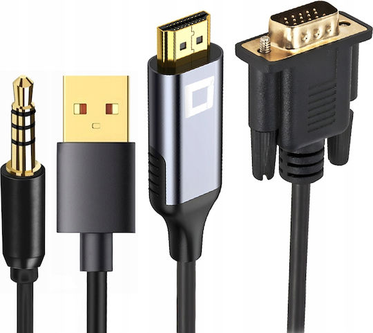 Cable HDMI male - VGA male 3m Γκρι
