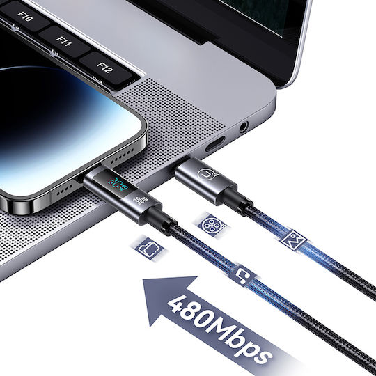Usams Us-sj672 Braided USB-C to Lightning Cable 30W Μαύρο 1.2m (SJ672USB01)