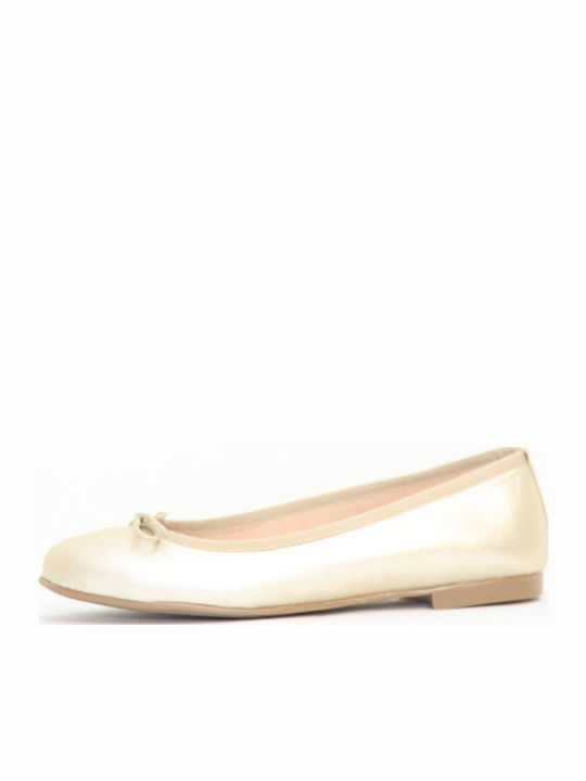 Lederne Damen Ballerinas in Gold Farbe