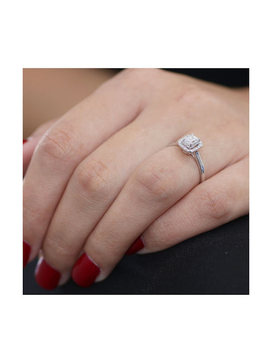 Single Stone from White Gold 18K with Diamond