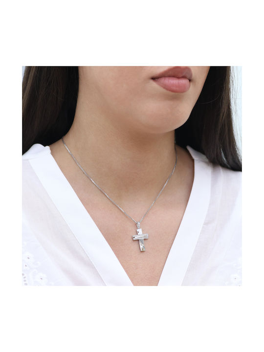 Femeiesc Aur Alb Cruce 14K