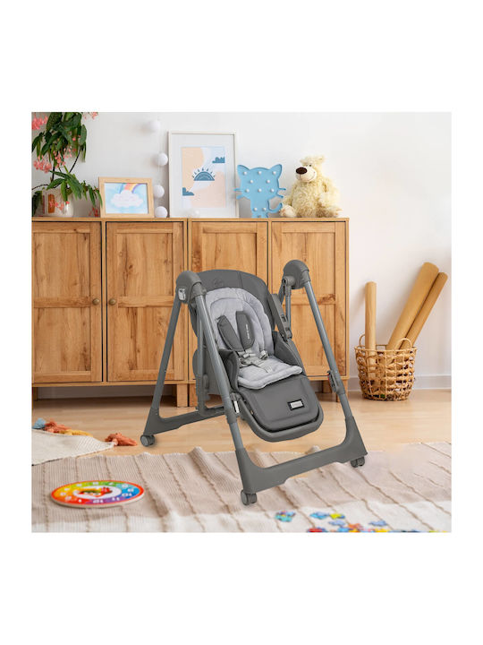 Bebe Stars Nuovo Foldable Highchair 2 in 1 with Adjustable Height Gray