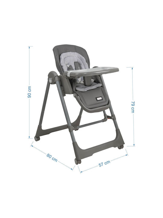 Bebe Stars Nuovo Foldable Highchair 2 in 1 with Adjustable Height Gray