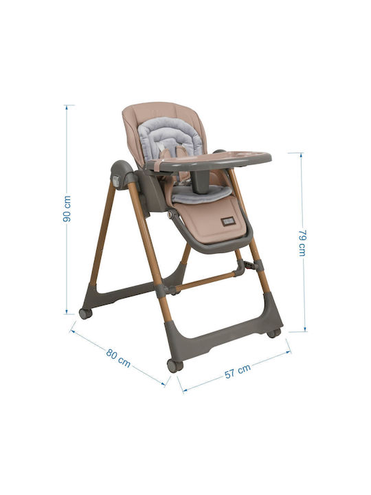 Bebe Stars Nuovo Foldable Highchair 2 in 1 with Adjustable Height Mocha