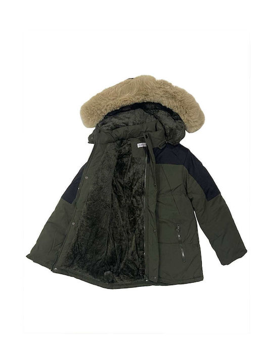 Ustyle Kids Parka with Lining & Hood Haki