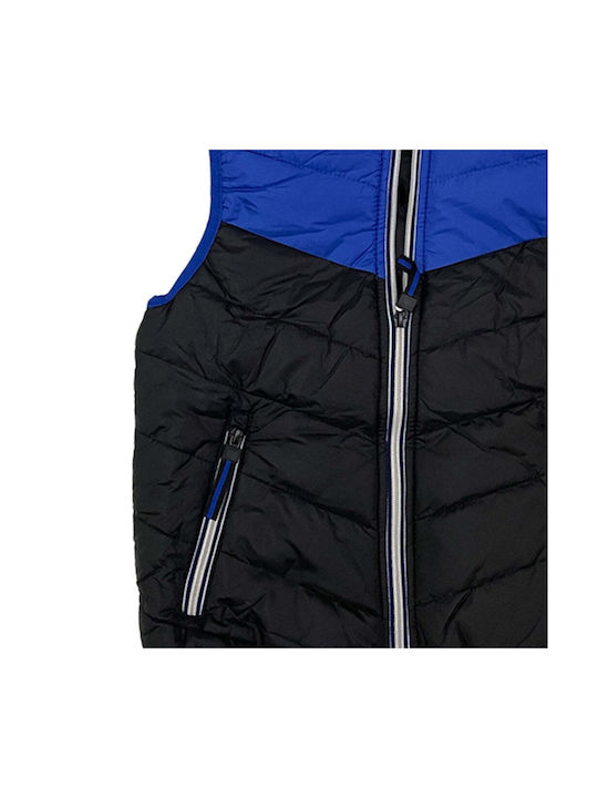 Ustyle Kids Coat Sleeveless with Hood Blue/black