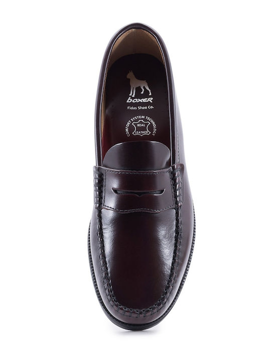 Leder Herren Mokassins in Burgundisch Farbe