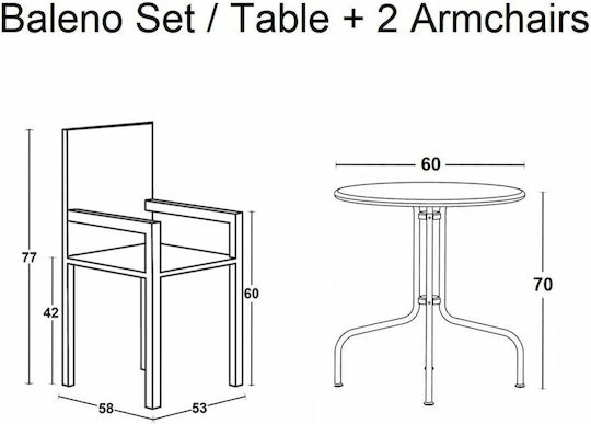 Woodwell Garten- und Outdoor-Möbelsets für kleinen Balkon Baleno 3 Stück Anthrazit E240