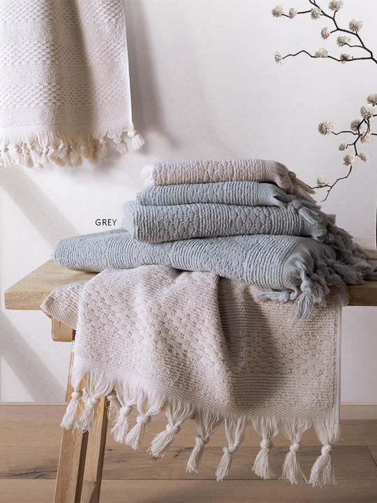 Nef-Nef Homeware Σετ Πετσέτες Μπάνιου 3τμχ Serenity Outlast Ecru Βάρους 550gr/m²