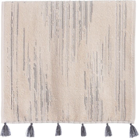 Nef-Nef Homeware Πετσέτα Χεριών Premium Halway 30x50εκ. Ecru/Green Βάρους 550gr/m²