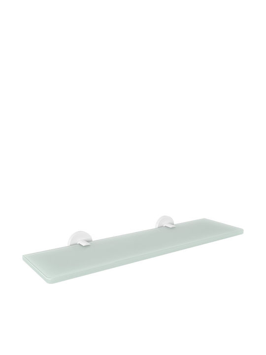 Verdi Omicron Wall Mounted Bathroom Shelf Glass 60x12.5x4.4cm White Matt Transparent