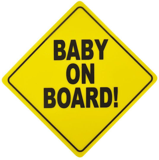 Carkids Σήμα Baby on Board με Βεντούζα Κίτρινο