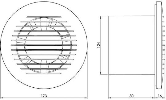Europlast Wandmontage Lüfter für das Badezimmer 125mm Charcoal