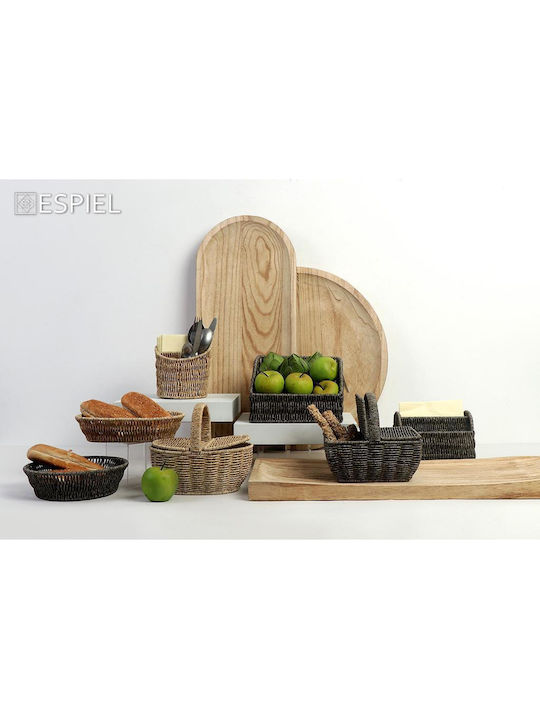 24home.gr Wicker Bread Box Gray 24x16x6cm